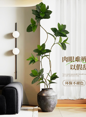 假绿植孟加拉榕室内客厅沙发边落地盆栽摆件装饰大型高级仿真植物