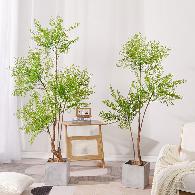 仿真绿植南天竹盆栽仿生植物盆景室内客厅落地橱窗装饰摆件假树