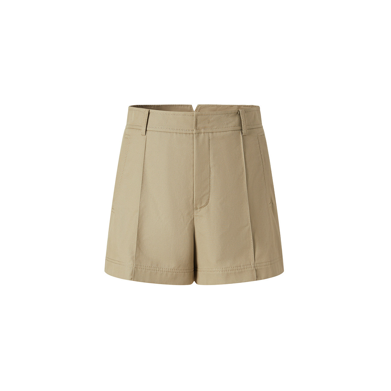 商场同款 摩萨克夏款纯棉老钱风高腰立体筋卡其布短裤女,淘宝优惠券,粉丝福利购,淘宝优惠卷