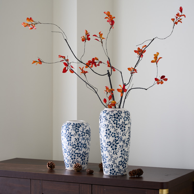 中国风陶瓷花瓶新中式复古轻奢青花瓷水培玄关茶几插花高级感摆件,淘宝优惠券,粉丝福利购,淘宝优惠卷