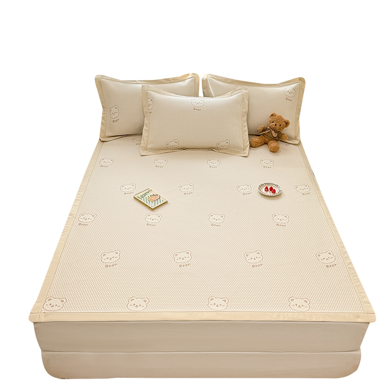 洁丽雅冰丝凉席夏季可机洗学生宿舍单人席子冰丝席三件套豆豆席