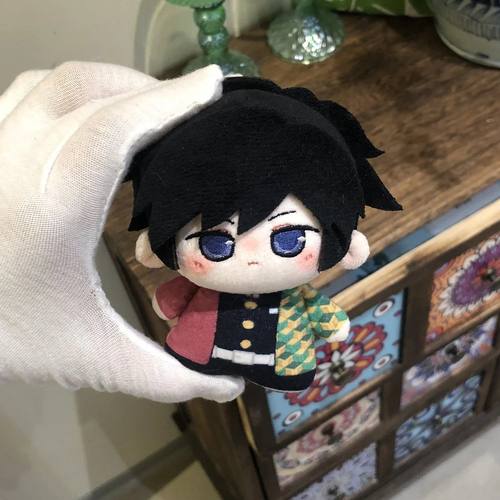 正版鬼灭之刃富冈义勇属性10cm棉花娃娃毛绒周边公仔可爱生日礼物 - 图1