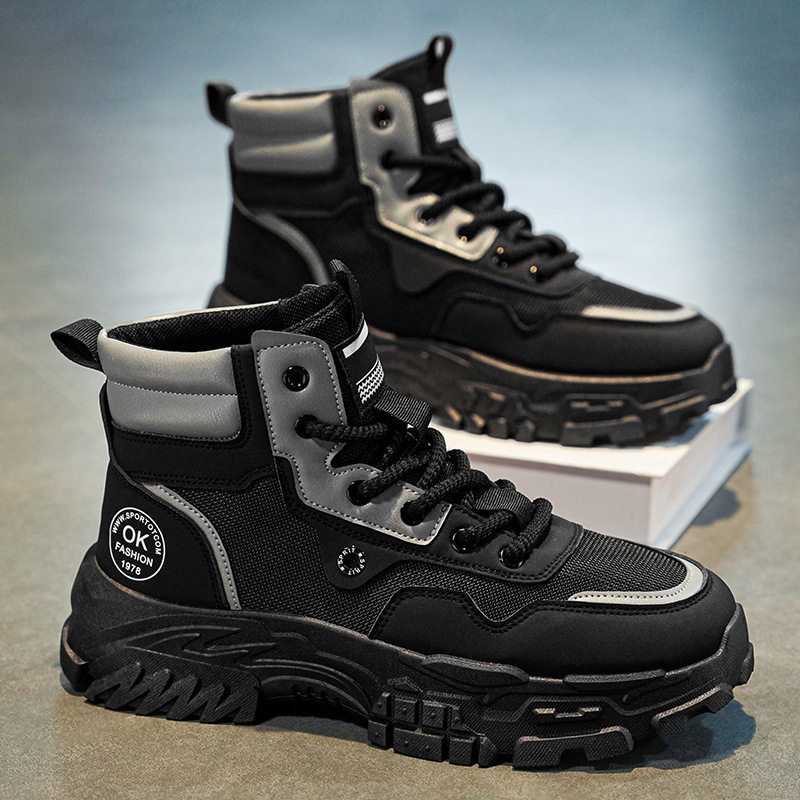 马丁靴男鞋秋冬季新款高帮工装鞋子男韩版复古厚底运动休闲短靴,淘宝优惠券,粉丝福利购,淘宝优惠卷