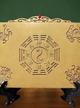 黄铜四神兽山海镇吉祥铜镜桌面摆件石敢当如意客厅书房复古装饰品