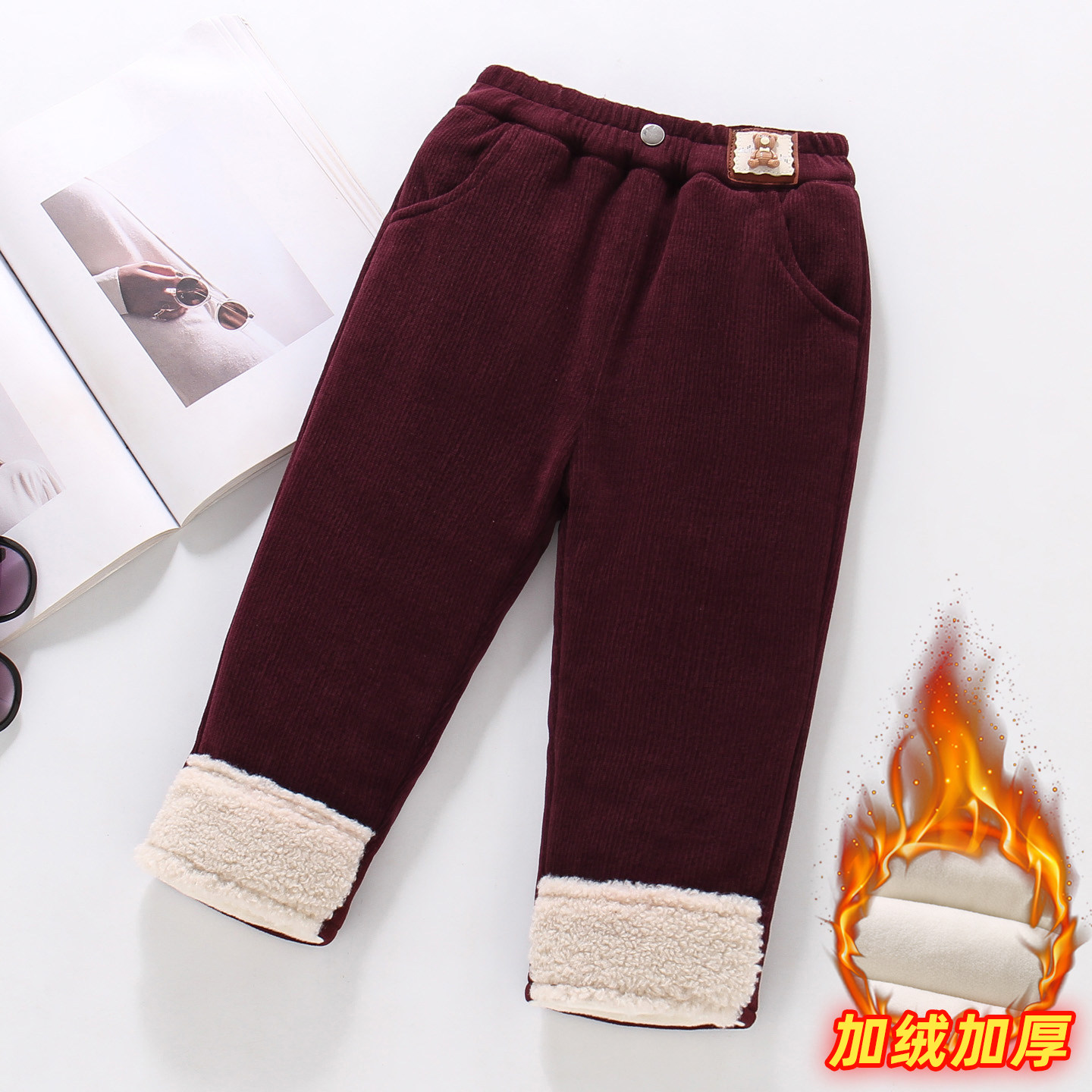 女童灯芯绒裤加绒秋冬季新款宝宝保暖加厚一条过冬三层夹棉休闲裤,淘宝优惠券,粉丝福利购,淘宝优惠卷