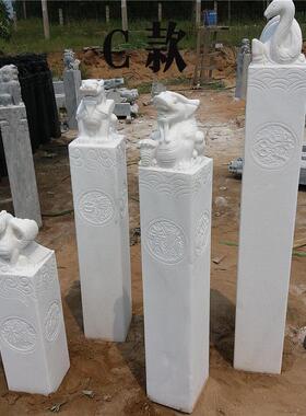 青石仿古四神兽栓马桩石雕圣兽拴马石庭院青龙石镇宅招财方柱摆件