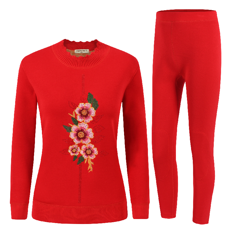 中老年本命年红色保暖老年人秋衣 童小语保暖上装