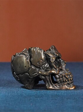 箐铜记《骷髅头》全铜摆件家居装饰品客厅玄关办公室创意个性摆设