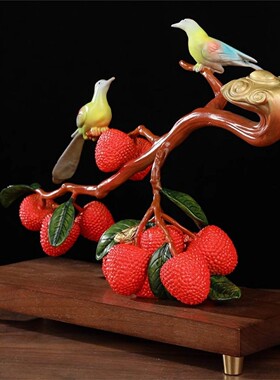 名利双收黄铜荔枝摆件客厅玄关酒柜办公室装饰品开业乔迁新居礼物