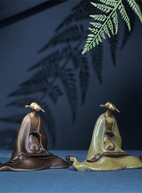 箐铜记《老子抚琴》全铜摆件家居装饰品客厅玄关办公室艺术工艺品