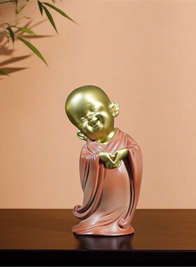 箐铜记《三德小沙弥》全铜摆件家居装饰品客厅玄关办公室乔迁新居