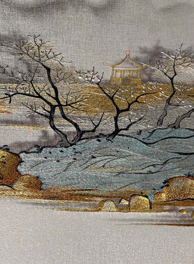 江山如此多娇国画山水画刺绣