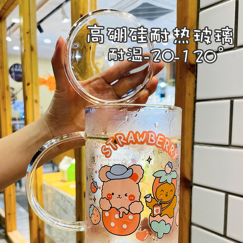 1000ML超大号大容量夏季玻璃杯吸管水杯泡茶牛奶杯子女2026新潮款 - 图0