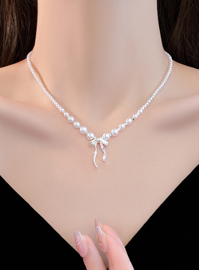 精致高级感珍珠蝴蝶节项链甜酷女2026新款爆款轻奢小众女士锁骨链