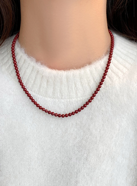 安可拉红元宝扣秋冬毛衣红色项链