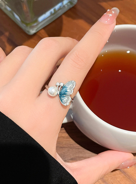 蝴蝶戒指女2026新款时尚个性食指环开口网红冷淡风小众设计装饰品