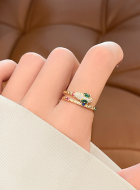 气质百搭生肖蛇蛇形戒指开口戒