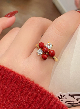 新款红珠戒指轻奢高级感开口戒