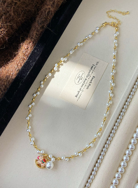 新款小马木马珍珠吊坠项链女时尚