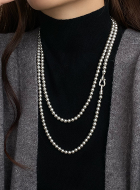 多层长款双层珍珠项链叠戴2025新款爆款高端秋冬毛衣链女配旗袍