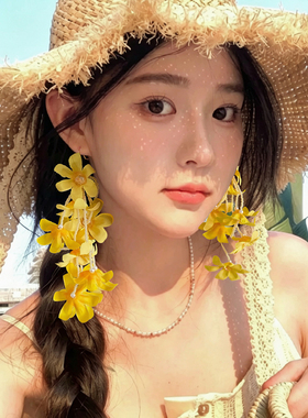 花朵流苏耳环女独特耳饰小众耳钉