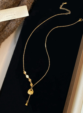 新款钛钢平安喜乐项链简约毛衣链