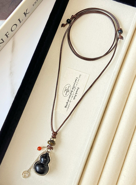 新款秋冬皮绳葫芦长款项链毛衣链