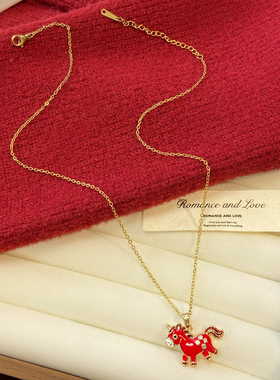 马年本命年小马短款毛衣链项链女