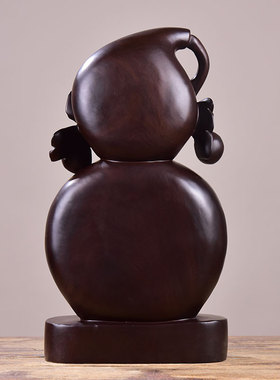 摆件葫芦雕刻红木工艺品弥勒佛像