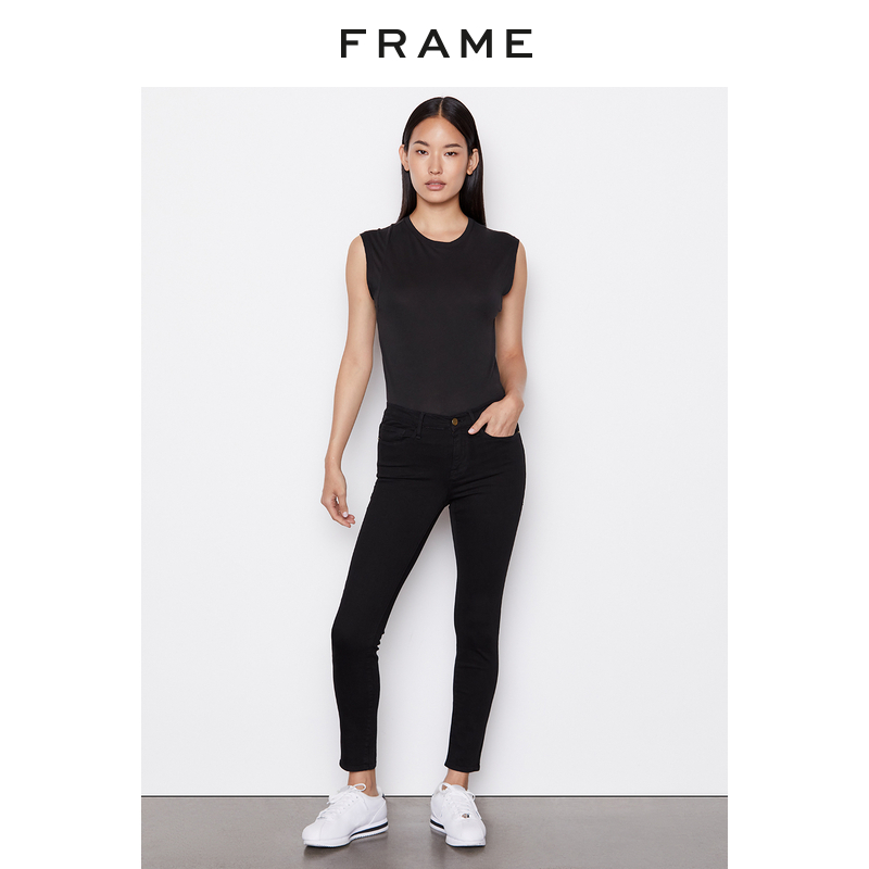 FRAME 紧身中腰牛仔裤黑色LE SKINNY高弹显瘦商务女装春季 - 图3