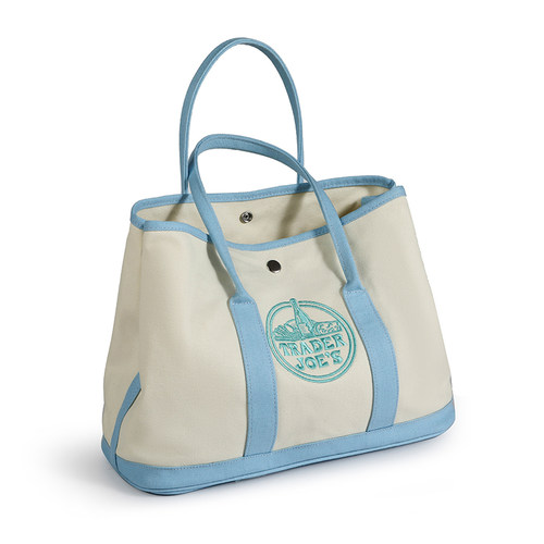 美国Trader Joe's缺德舅拼色LOGO大容量托特包帆布手提单肩包女包 - 图3