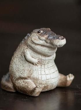 就一分钟!没事做买个鳄鱼小茶宠 件小鳄鱼茶玩小玩具桌面小摆件