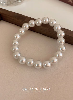 法式复古简约珍珠弹力手链法式轻奢时尚手环网红日常百搭气质手饰