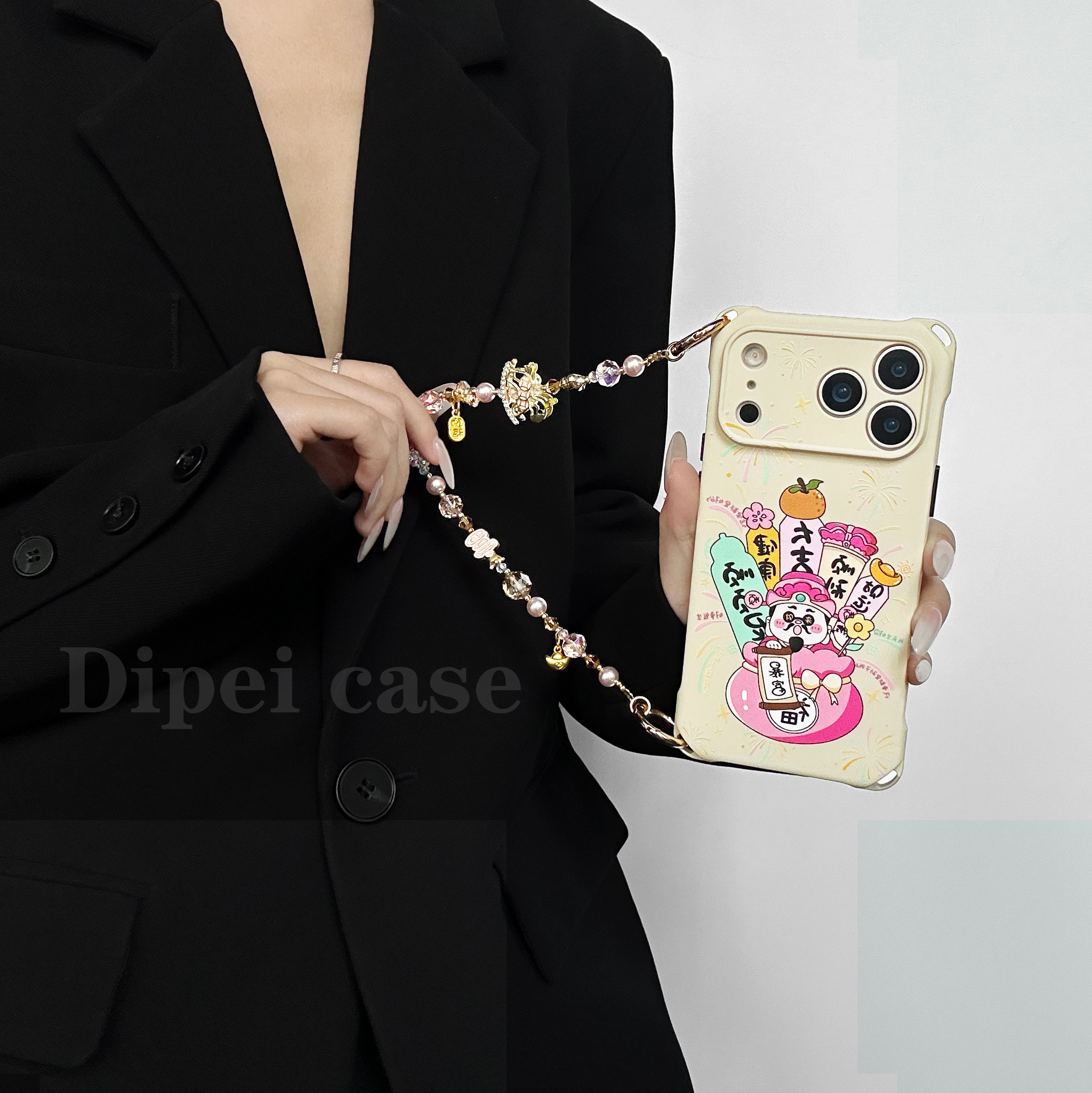 新年福袋财神~17promax四角开孔手机壳带链条适用苹果iPhone16plus防摔华为mate60/70斜挎14新款Pura80手提15,淘宝优惠券,粉丝福利购,淘宝优惠卷