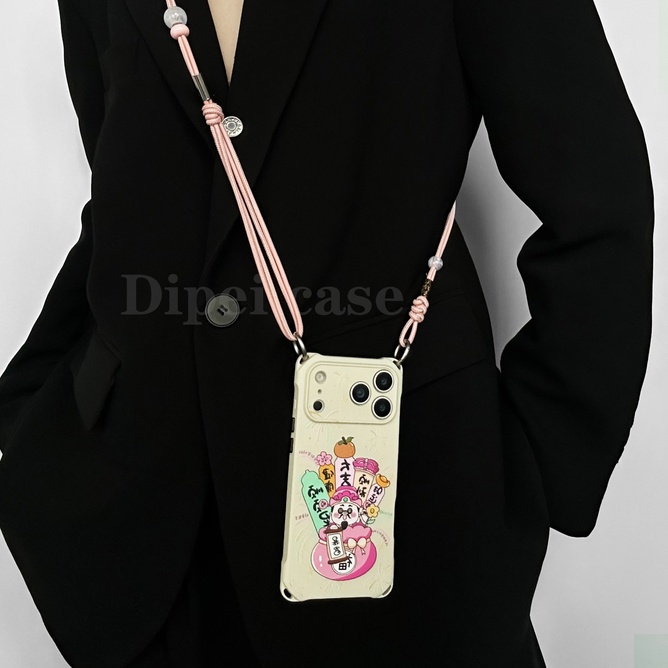 新年福袋财神~17promax四角开孔手机壳带链条适用苹果iPhone16plus防摔华为mate60/70斜挎14新款Pura80手提15,淘宝优惠券,粉丝福利购,淘宝优惠卷