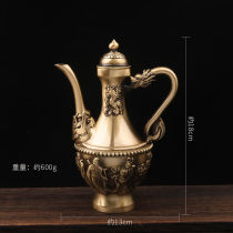 Old fashioned bronze mandarin wine jug creative retro antique style antique wind metal bronze wine glass bottle prop suit swing piece yellow