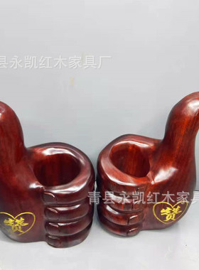 铁犁木手指笔筒红木工艺木雕摆件实木雕刻家居饰