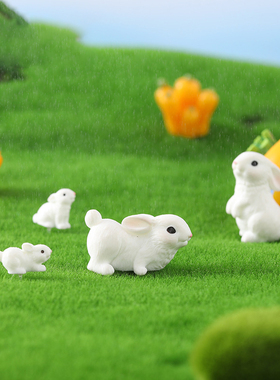 微景观桌面小摆件可爱动物写实兔