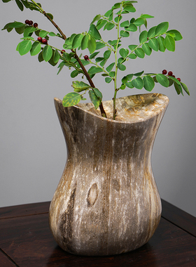 木化石花器北欧家居装饰摆件
