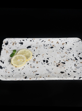 轻奢风水磨石餐具沙拉碗香薰托盘