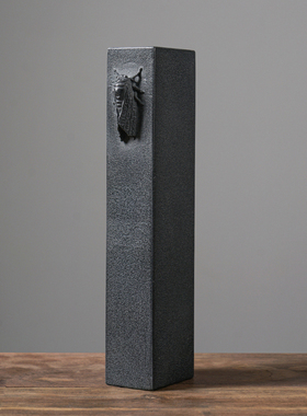 乌金石花器中式家居手工雕刻