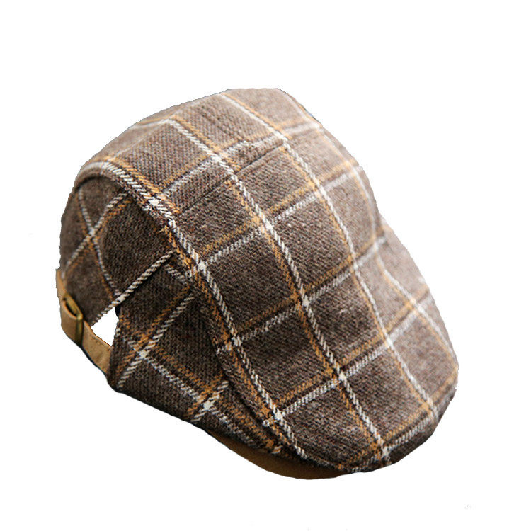 秋冬儿童贝雷帽男童格子保暖鸭舌帽女童休闲画家帽子毛呢宝宝帽潮