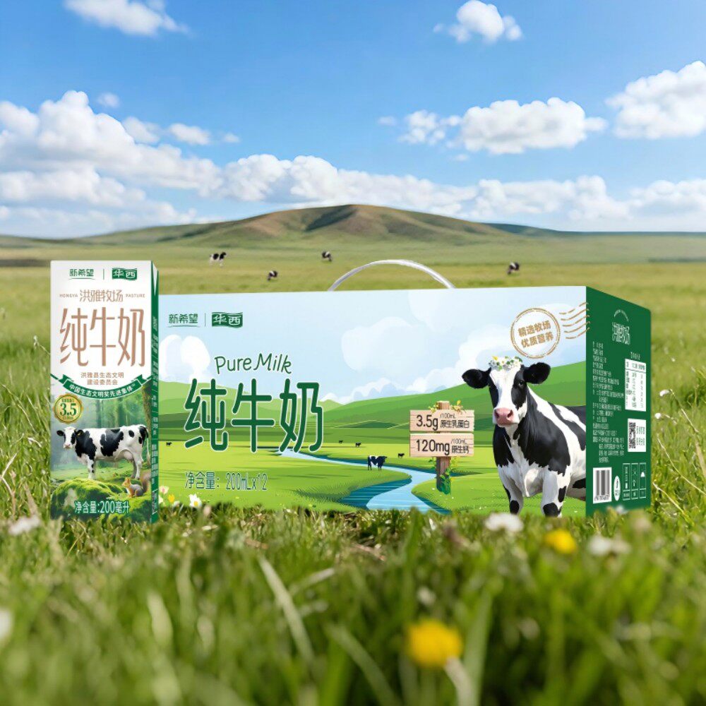 新希望纯牛奶整箱批发华西洪雅牧场盒装送礼200ml营养学生儿童