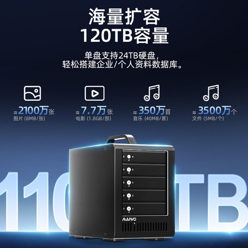 麦沃硬盘raid阵列柜Type-C磁盘阵列柜硬盘保护盒多盘位硬盘K5FCSR - 图1
