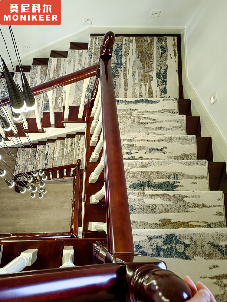 Lightweight luxury covered home stair step mat glue-free self-adhesive carpet step non-slip stair mat washable and
