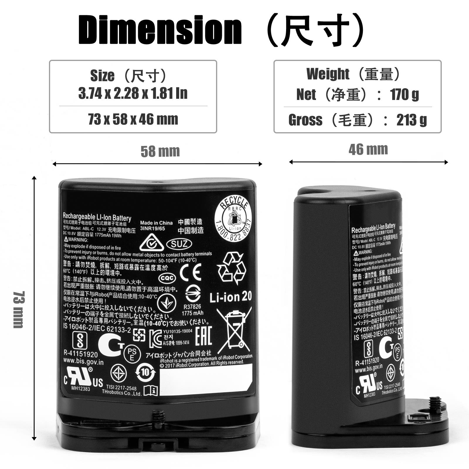 适配 irobot Braava Jet M6 ABL-C 扫地机锂电池10.8V 2600MAH - 图3