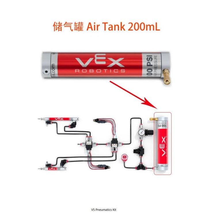 代替VEX机器人V5新气动套装配件气缸气管接头气管电磁阀电磁阀线 - 图0