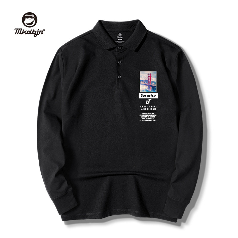 胖子男长袖潮牌时尚宽松秋季polo衫 mkdbjnPolo衫
