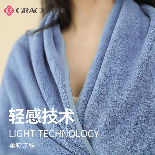 洁丽雅浴巾男女家用非纯棉吸水速干大人裹巾情侣款一对洗澡珊瑚绒 - 图1