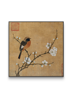 宋代美学挂画茶室装饰画中国风中式禅意布置客厅艺术画背景墙花鸟